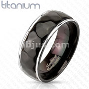 Solid Titanium Black IP and Hammered Center Band Ring