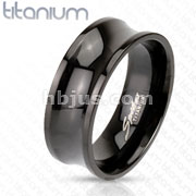 Solid Titanium Black IP Concave Band Ring