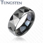 PVD Black Tungsten Carbide Ring With Triagular Prism Cut Design
