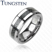 Tungsten Carbide Ring with Black Carbon Fiber Center Inlay