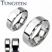 Tungsten Carbide Ring With Edged Multi-Facelet Prism Design 
