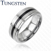 Tungsten Carbide Ring with Black IP Center 