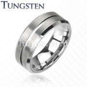 Tungsten Carbide Ring with  Matte Finish and Shiny center Line