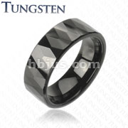 Black IP Tungsten Carbide Ring With Multi-Facelet Prism Design