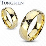 Tungsten Carbide Gold IP Ring Lord Laser Etched Band Ring