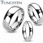 Tungsten Carbide Classic CZ Band Ring