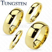 Tungsten Carbide Gold IP Shiny Finish Traditional Wedding Band