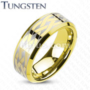 Tungsten Carbide Gold IP Brushed Laser Etched Celtic Knot Design Band Ring