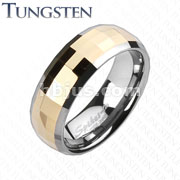 Tungsten Carbide Multi Square Faceted Rose Gold IP Band Ring