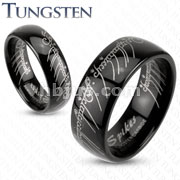 Tungsten Carbide Black IP Ring Lord Laser Etched Band Ring