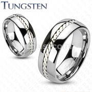 Tungsten Carbide .925 Silver Rope Inlay Band Ring