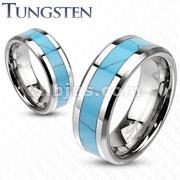 Tungsten Carbide Turquoise Inlay Band Ring