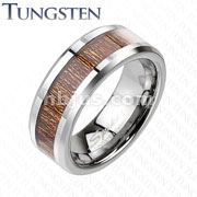 Tungsten Carbide Wood Inlay Band Ring
