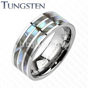 Tungsten Carbide Triple Shell Inlay Band Ring