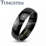 Black IP Tungsten Carbide 6mm Wide Glossy Mirror Polished Traditional Wedding Band Ring