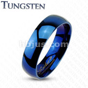 Blue IP Tungsten Carbide 6mm Wide Glossy Mirror Polished Traditional Wedding Band Ring