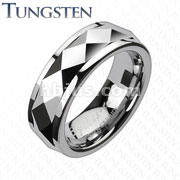 Tungsten Carbide Dia Faceted Edge Prism Cut Spinner Ring