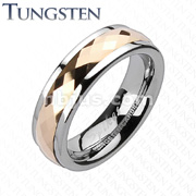 Tungsten Carbide Rose Gold IP Multi-Faceted Prism Cut Spinner Ring