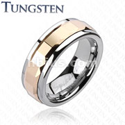 Tungsten Carbide Rose Gold IP Multi-Faceted Square Cut Spinner Ring