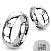 90 Pcs of Assorted Size 316L Stainless Steel Single CZ 6mm Wide Classic Band Ring