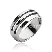 316L Stainless Steel Ring with 2 Striped Holes