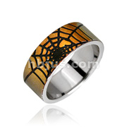 316L Stainless Steel Ring with Spider Web