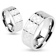 316L Stainless Steel Checker Pattern Ring