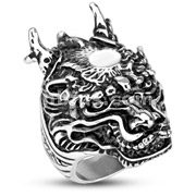 Stainless Steel Legendary Dragon Wide Cast Ring