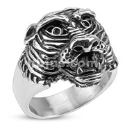 Stainless Steel Ferocious Tiger Wide Cast Ring