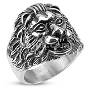 Stainless Steel Grave Lion Wide Cast Ring