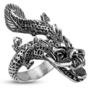 Stainless Steel Flying Dragon Wide Cast Ring