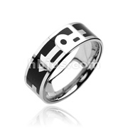 316L Surgical Stainless Steel Rings. Black with Gay pride