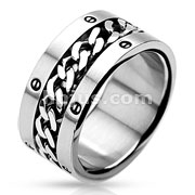 316L Stainless Steel Ring with Chain Center Bolted Rings