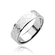 316L Stainless Steel Ring with Checker Design