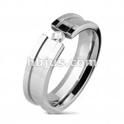 316L Stainless Steel Ring with CZ center