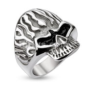 316L Surgical Stainless Steel Flam'in Skull Ring