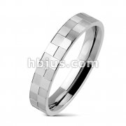 316L Stainless Steel Checker Engraved Ring