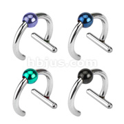 316L Surgical Steel Non Piercing T-Bar Captive Bead Ring with Titanium Anodized Ball