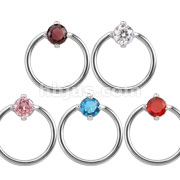 100PC 316L Prong Set Solitaire CZ Captive Rings Package