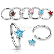 100PC 316L Prong Set Solitaire Star CZ Captive Rings Package