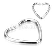 316L Surgical Steel Fake Cartilage 'Clip-On' Single Closure Heart Ring