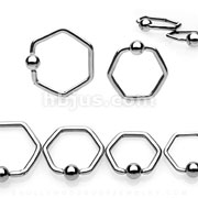 200PC 14,16GA Hexagon Captive Bead Ring Package