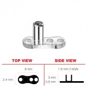 Grade 23 Solid Titanium Single Piece 3mm Post with 3 Hole Dermal Anchor