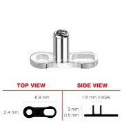 Grade 23 Solid Titanium Single Piece 3mm Post with 2 Hole Dermal Anchor
