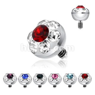 316L Surgical Steel Internally Threaded 4mm Multi Gem Ferido Dermal Top