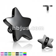 316L Surgical Steel Over Titanium Anodized Internally Threaded Flat 4mm Star Dermal Top