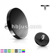 316L Surgical Steel Over Titanium Anodized Internally Threaded 4mm Round Flat Disc Dermal Top