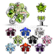 316L Surgical Steel Internally Threaded Prong Set Star Gem Dermal Top