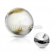 316L Surgical Steel Internally Threaded Shell Inlayed Dome Dermal Top