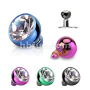 Titanium Anodized Internally Threaded Press Fit Round CZ Dermal Top